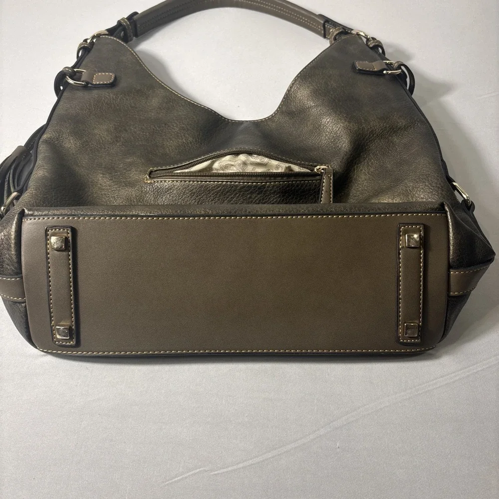 Simply‎ Noelle Bronze Metallic Large Hobo  Tassels Handbag Purse Boho Western